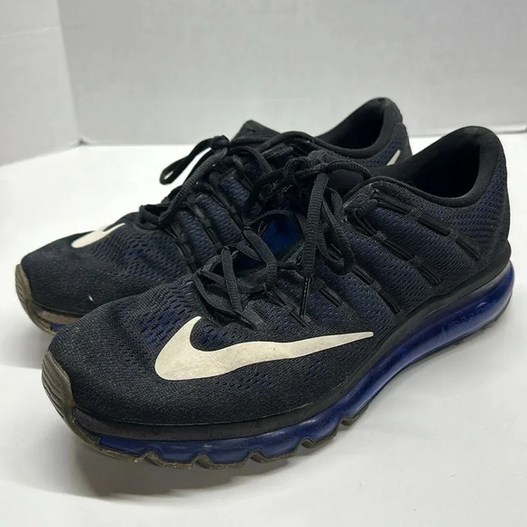 Nike Air Max Sneakers Running Shoes 2016 Black Blue 806771-001 Mens Size 12 - Picture 1 of 10